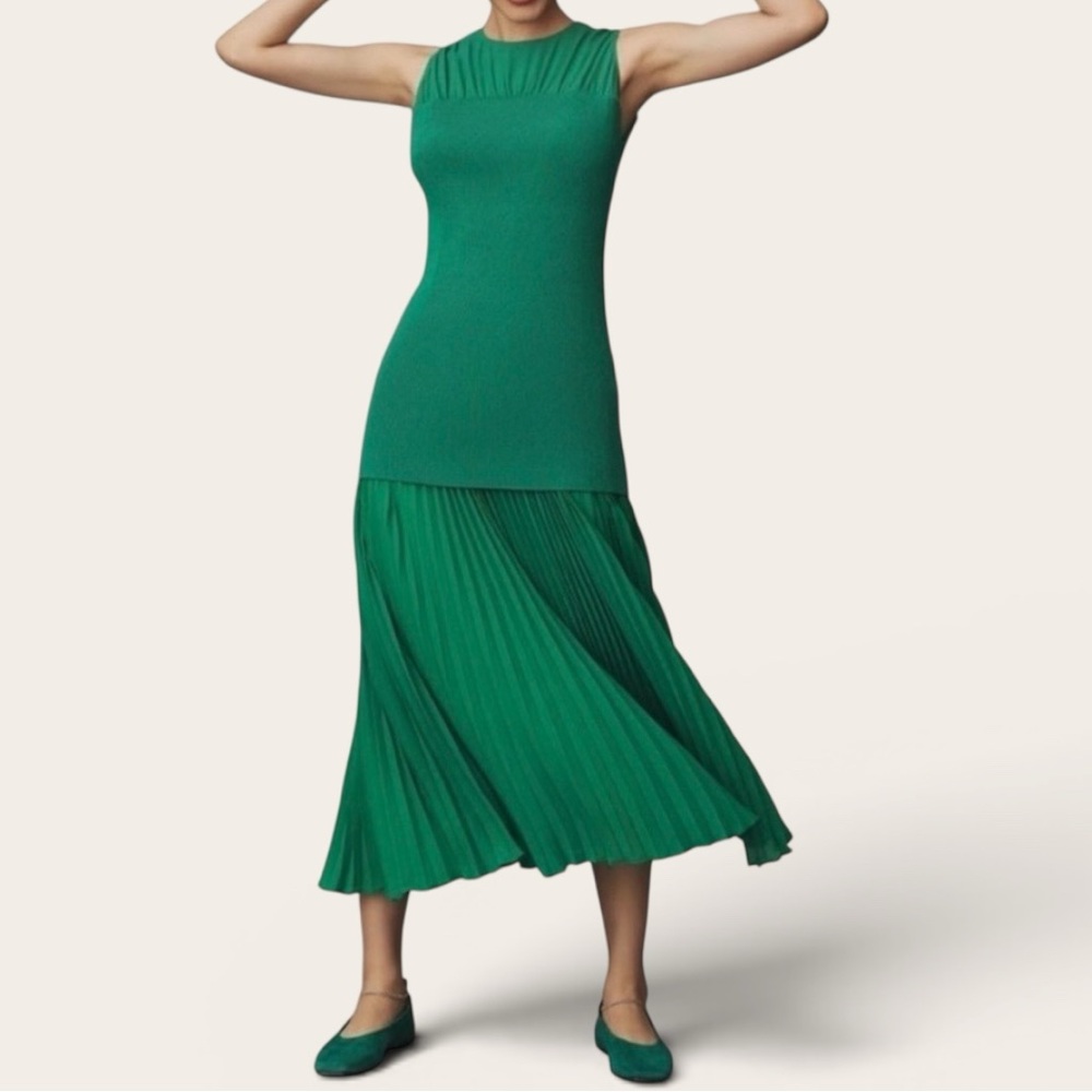 Anthropologie Mare Mare Twofer Midi Dress Women XS Kelly Green